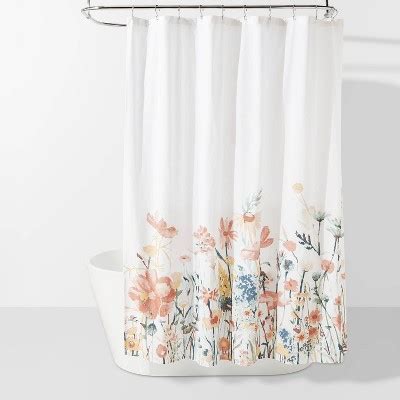 target shower curtains white with flowers|threshold watercolor shower curtain.